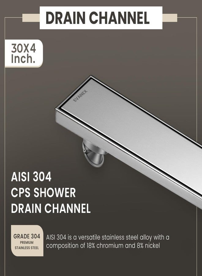 EVANEX EVANEX Tile Insert Drain Channel for Bathroom | 30x4 Inch 304 Grade Stainless Steel Shower Floor Drain Channel with Cockroach Trap | Shower Drain Channel for Bathroom - Image 4